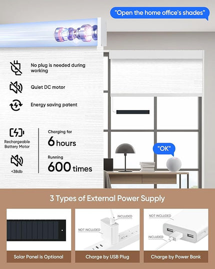 Kincmo Motorized Blinds with Remote,100% Blackout Motorized Roller Shades Work with Apple Homekit,Alexa,Google, Custom Electric Blinds with App,Voice Control (Serene White)
