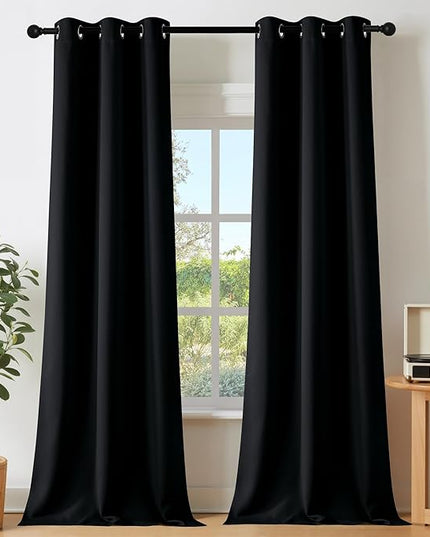 NICETOWN Black Doorway Curtains 80 inch Length 2 Panels Set - Grommet Thermal Insulated Blackout Window Treatments Sound Blocking Drapes for Living Room/Bedroom, W40 x L80