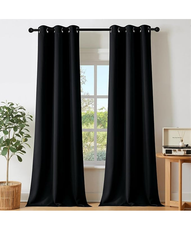 NICETOWN Living Room Black Out Curtains 84 inches Long, Thermal Insulated Window Treatments Solid Grommet Room Darkening Drapes for Bedroom/Kids Room, W40 x L84, 2 Panels