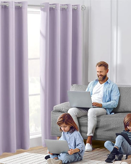 HOMEIDEAS Lilac Blackout Curtains for Bedroom 52 X 84 Inch Length 2 Panels Set Room Darkening Bedroom Curtains, Soundproof Thermal Grommet Window Curtains for Living Room for Christmas