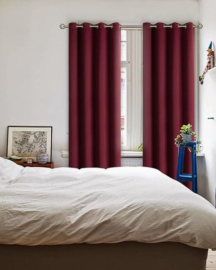 BGment Blackout Curtains - Grommet Thermal Insulated Room Darkening Bedroom and Living Room Curtains, Set of 2 Panels (52 x 108 Inch, Burgundy)