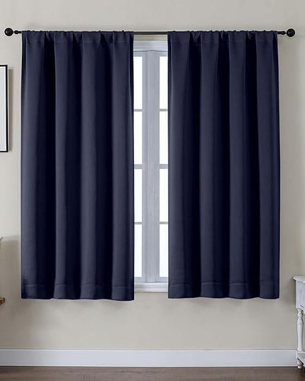 Gwine Navy Blue Blackout Curtains for Bedroom 54 Inches Long, Thermal Insulated Room Darkening Curtains for Living Room Each 40" Wx54 L, 2 Panels