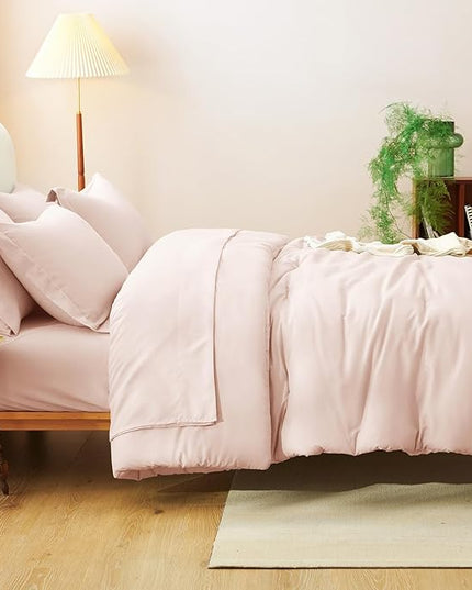 CozyLux King Size Comforter Set Blush Pink, 7 Pieces Bed in a Bag King Comforter Set with Sheets, Bedding Set with Down Alternative Comforter, Fitted Sheets, Flat Sheets, Pillow Shams and Pillowcases