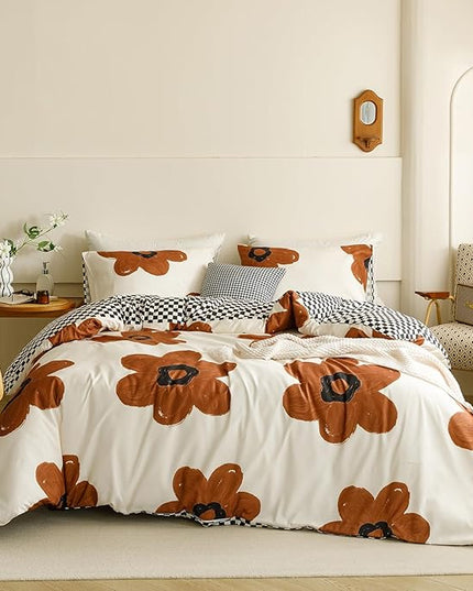 Houseri Terracotta Sunflower Comforter Set Full Foral Bedding Soft Comfy Comforter Quilts