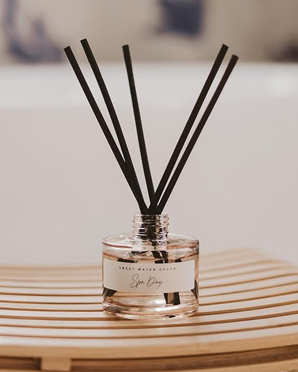 Sweet Water Decor Spa Day Reed Diffuser – Room Decor Aesthetic with Long-Lasting Premium Fragrance of Sea Salt, Jasmine, Wood and Cream for 4 Months – Ideal for Aromatherapy and Home Decor