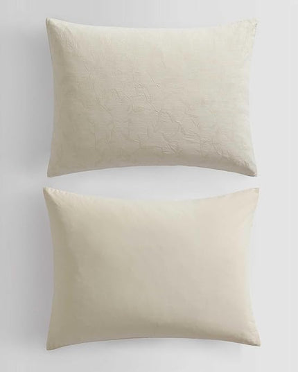 Calvin Klein - Duvet Cover Set, Soft & Breathable Bedding with Matching Shams, Plain Weave Fabric, Cozy Home Essentials (Branching Leaves Beige, King)