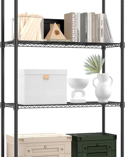 1000 lbs 4 Tier Shelf Metal Storage Shelves Shelving Wire Rack Heavy Duty Closet Organizers for Garage Kitchen Bathroom Laundry Black 13.8" D x 35.4" W x 59.5" H