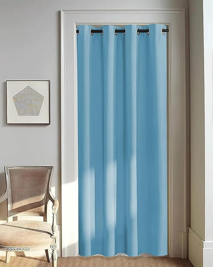 NICETOWN Door Curtain for Closet Doors 80 Inches Long 1 Panel, Blackout Doorway Curtain for Open Closet Bedroom, Room Divider Living Room for Privacy (Teal Blue, 1 Panel, 46W x 80L)