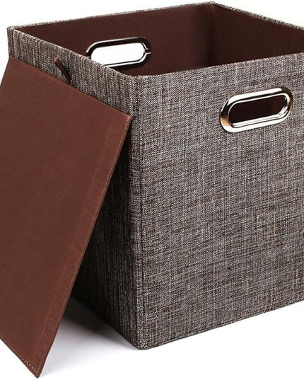 Storage Bins Cube Containers Boxes,Thick and Heavy Duty Fabric Drawers, 11×11 inch- Set of 4,Brown