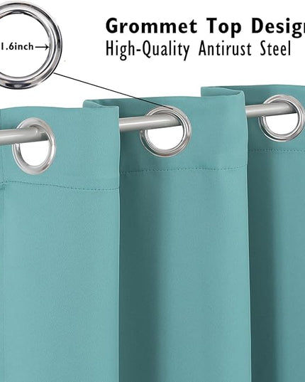ChrisDowa Blackout Curtains 108 inches Long for Bedroom - 2 Panels Set Grommet Thermal Insulated Room Darkening Curtains for Living Room (Aqua, 52 x 108 Inch)