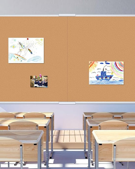 VIZ-PRO Cork Bulletin Board/Foldable Noticeboard, 48 X 36 Inches, Silver Aluminium Frame