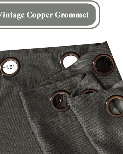 H.VERSAILTEX Linen Blackout Curtain 84 Inches Long for Bedroom/Living Room Thermal Insulated Grommet Linen Curtain Drapes Primitive Textured Burlap Effect Window Drapes 1 Panel, Heather Charcoal Gray