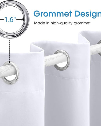 HOMEIDEAS Pure White Curtains 52 X 63 Inch Length Set of 2 Panels Curtains/Drapes, Grommet Window Curtains for Bedroom & Living Room