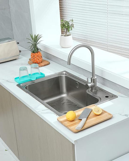 Silicone Bathroom Soap Dishes with Drain Spout-Bathroom and Kitchen Sink Organizer,Sponge Holder,Dish Soap Tray,Perfect for Dispenser,Scrubber,Bottle,Cup on Sink or Counter-Mint 9.6"×5.3"