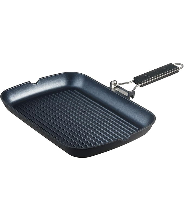 SKITCHN Grill Pan with Folding Handle, Nonstick Indoor BBQ Grilling Pan - 13 9IN