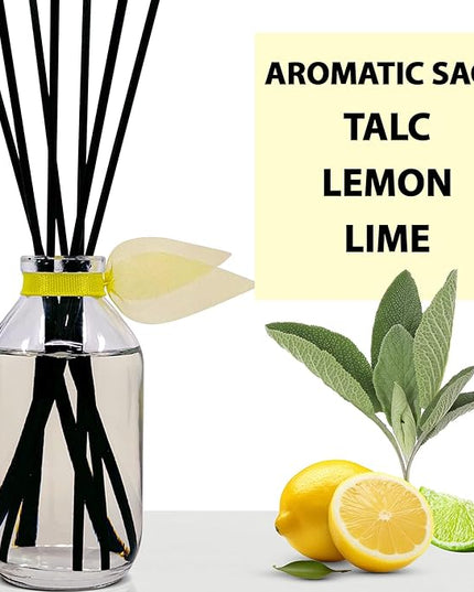 LOVSPA Reed Diffuser Set, Sage & Citrus Scented Oil Diffuser with Sticks, Home Fragrance Accessories for Bathroom Shelf Decor, Aroma Diffusers for Home or Office Desk, USA Made
