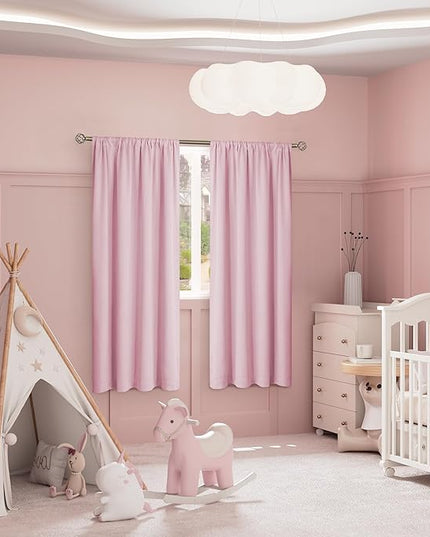 BGment 100% Blackout Curtains for Bedroom 72 Inch Long, Full Room Darkening Soundproof Heavy Thermal Insulated Bedroom Window Drapes with Rod Pocket, 2 Panels, 52 x 72 Inch, Pink