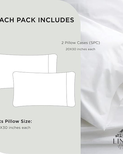 Linen Home 100% Cotton Percale Pillowcases Queen Size, Dove Grey, 2 Pieces of Pillow Case, Crisp and Cool Strong Bed Linen, 20 inches X 30 inches