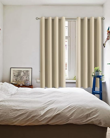 BGment Room Darkening Curtains for Bedroom - Grommet Thermal Insulated Window Treatments Light Blocking Curtains for Living Room, Set of 2 Panels, Each 46 x 63 Inch, Beige