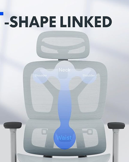 FLEXISPOT ErgoX Premium Ergonomic Office Chair with Footrest- Adjustable 3D Armrests, Dynamic Lumbar Support, Recline & Tilt Function, Mesh Seat, for Home & Office Use,Blue