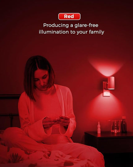 L LOHAS LED Night Light, Red Night Lights Plug into Wall, LED Nightlights, Light Sensor, Steep Aid Red, Dimmable Nightlight for Christmas, Holiday Decor, Party, Hallway, Bedroom, 2 Pack