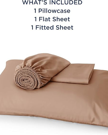 Bedsure Cooling Sheets Twin XL, Rayon Derived from Bamboo, Breathable & Soft Twin XL Sheet Sets, Deep Pocket Up to 16 Inches, Hotel Luxury Silky Dorm Bedding for Hot Sleepers, Khaki