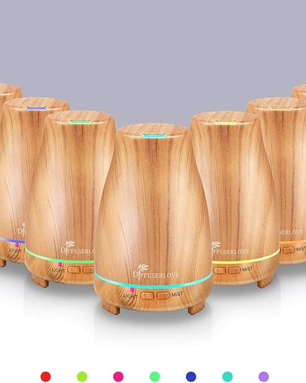 Diffuserlove Essential Oil Diffuser 200ML Aroma Diffuser Mist Humidifiers with 7 Color LED Lights, Auto Shut-Off Function for Bedroom Office Room House