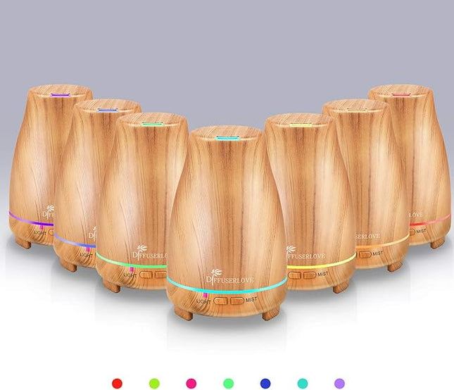 Diffuserlove Essential Oil Diffuser 200ML Aroma Diffuser Mist Humidifiers with 7 Color LED Lights, Auto Shut-Off Function for Bedroom Office Room House