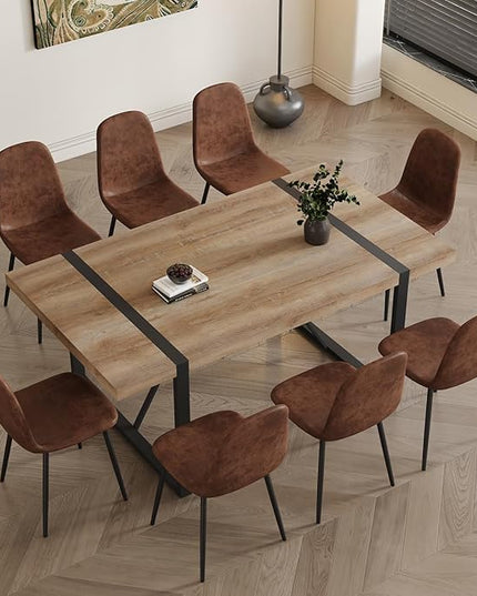Dining Table Set for 8，Dining Room Table Set for 8，71'' Kitchen Table and Suede Nap Fabic Chairs Set of 8，8 Chair Dining Table Set for Kitchen Dining Room