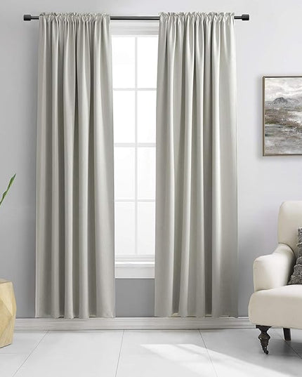 DONREN Light Gray Blackout Curtains - All Season Thermal Insulated Rod Pocket Room Darkening Curtains for Bedroom (2 Panels,42 W x 84 L)