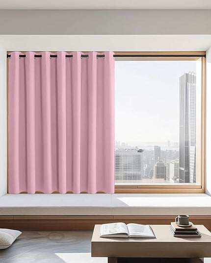 NICETOWN Blackout Curtains 72 inches Long, Grommet Privacy Window Treatment Thermal Insulated Room Darkening Sliding Glass Door Drape for Bedroom Living Room, 1 Panel, W100 x L72, Rouge Pink