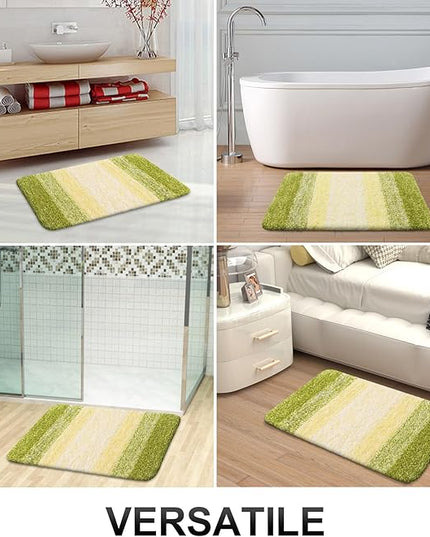 OLANLY Bathroom Rug Set 2 Piece, Soft Absorbent Microfiber Bath Mats and U-Shaped Contour Toilet Rug, Non-Slip, Machine Wash Dry, Plush Shaggy Bath Mats for Bathroom (24"x16"+24"x20", Olive Green)