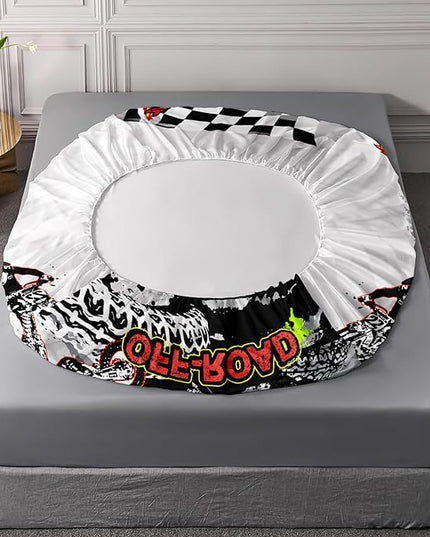 AILONEN Motorcycle Dirt Bike Fitted Sheet Set, Full Size Bedding Sheet Motocross Racing Sheet Set,Teen Boys Motocross Racer Bed Sheet Set 3 Pieces, 1 Fitted Sheet and 2 Pillowcases