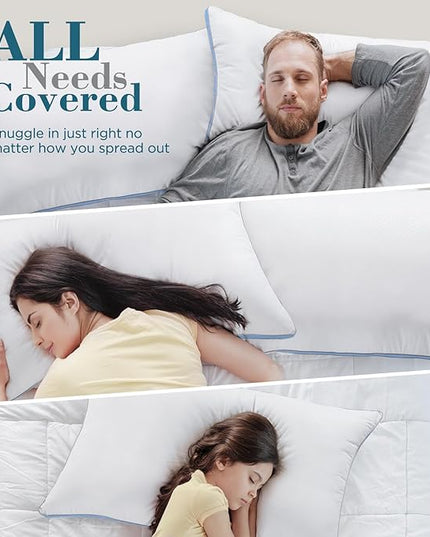 viewstar Bed Pillows, Down Alternative Hotel Pillows for Side, Back, or Stomach Sleepers, Plush, Blue, Standard
