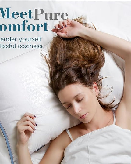 viewstar Bed Pillows, Down Alternative Hotel Pillows for Side, Back, or Stomach Sleepers, Plush, Blue, Standard