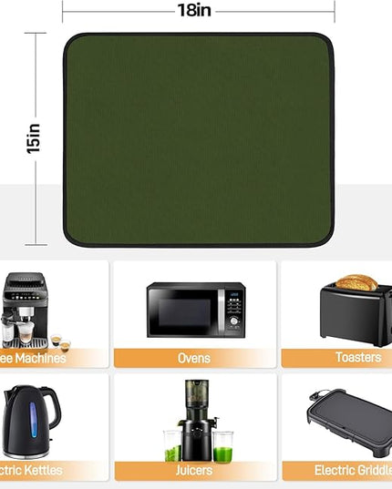 Heat Resistant Mats for Countertop - Fireproof 15x18 in Heat Resistant Mats for Air Fryer - Kitchen Countertop Protector for Air Fryer, Coffee Maker, Stand Mixer, Toaster, Oven 2PCS - Green