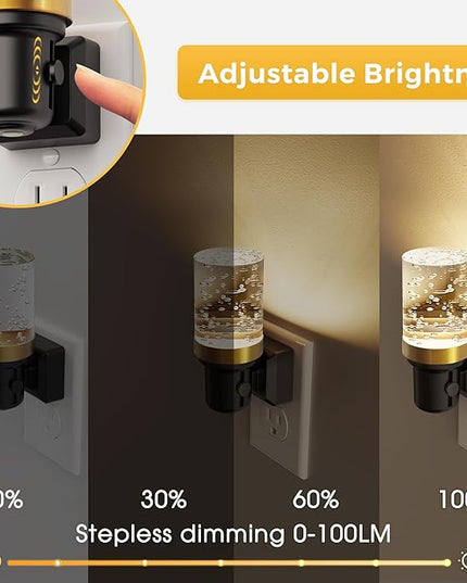 L LOHAS LED Night Light, Dimmable Night Lights Plug into Wall, 2 Pack Automatic Night Lights Plug in with Auto Light Sensor, Adjustable Brightness 3000K LED Night Light, for Bedroom Hallway Home Decor