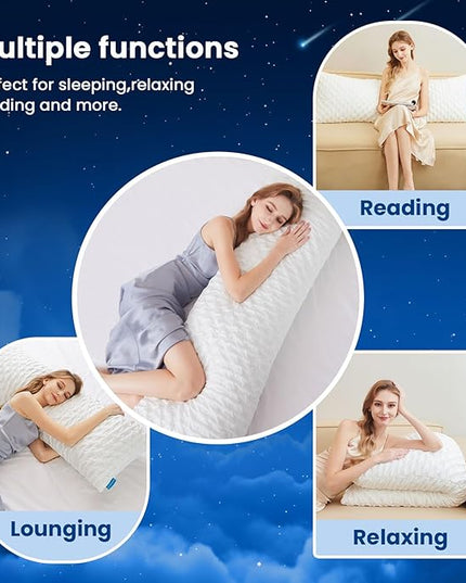 Body Pillow for Side Sleeper with Neck and Shoulder Pain,Adjustable Shredded Memory Foam Pillows, Cooling Pillow for hot Sleepers with Washable Cover, Bed Pillows for Adults, Original White
