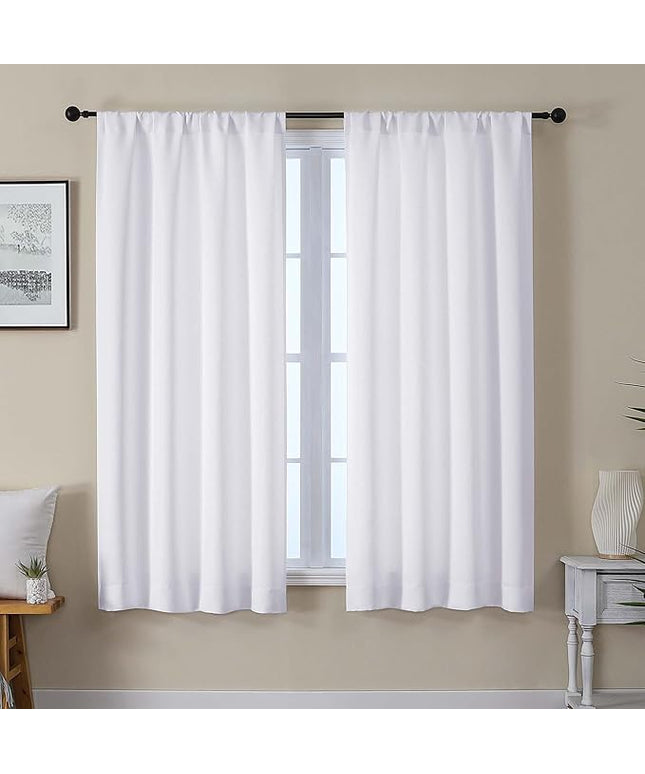 Gwine Light Filtering Curtains for Living Room 63 Inch Long, Thermal Insulated Window Treatment Black Out Curtains for Bedroom Decor with Rod Pocket, Each 40" Wx63 L, Pura White, 2PCS