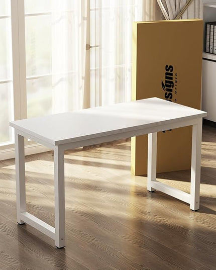 Tribesigns Modern Simple Computer Desk, 47 inch Office Desk Computer Table, Study Writing Study Desk for Home Office, White
