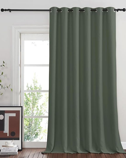 NICETOWN Blackout Room Divider Curtains for Sliding Glass Doors 102 Inches Long 1 Panel, Extra Wide Curtains for Doorway Patio Bedroom Living Room (Dark Mallard, 80Wx102L, 1 Panel)