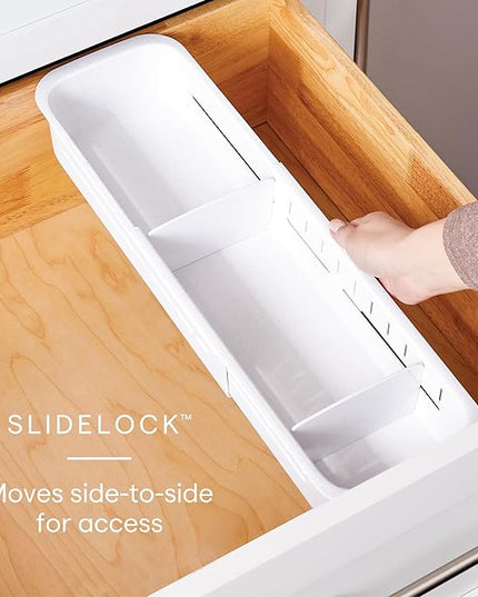 YouCopia DrawerFit Expandable Kitchen Drawer Organizer: Sliding Storage Tray for Utensils & Accessories in Deep Drawers, Expandable 15–23" wide, White Speckled BPA-free