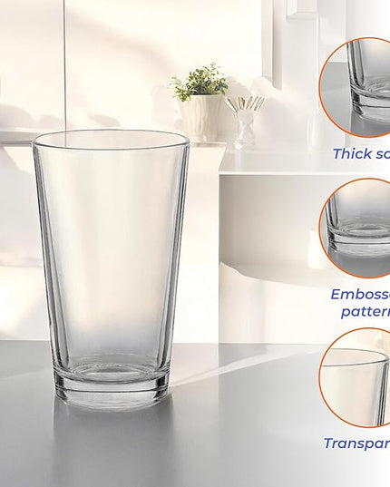 9.47 oz Highball Glasses, 6pc Water Glasses Drinking Set Thick Heavy Base, Glassware for Mojito, Juice, Milk, Mixed Drink|Dishwasher Safe