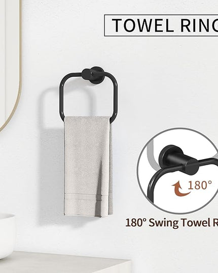 4-Pieces Bathroom Hardware Set Black, Stainless Steel 16 Inch Towel Bar Set, Towel Racks for Bathroom Wall Mounted
