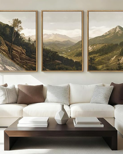 ANHUIB Mountain Wall Art Nature Mountain Ridge Wall Decor Woodland Landscape Painting 16x24 Inch for Living Room Bedroom Dining Room