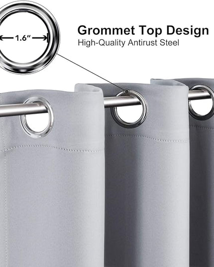 ChrisDowa Grommet Blackout Curtains for Bedroom and Living Room - 2 Panels Set Thermal Insulated Room Darkening Curtains (Light Grey, 52 x 63 Inch)