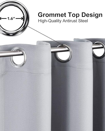 ChrisDowa Grommet Blackout Curtains for Bedroom and Living Room - 2 Panels Set Thermal Insulated Room Darkening Curtains (Light Grey, 52 x 84 Inch)