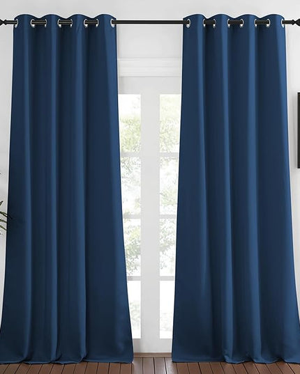 NICETOWN Blackout Room Darkening Window Curtain - Thermal Insulated Solid Grommet Blackout Patio Door Curtain/Drape for Living Room (Moroccan Blue, 1 Panel, 52 by 95-inch)