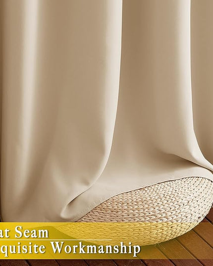 NICETOWN Sliding Door Curtain for Living Room, Blackout Patio Door Curtain & Drape Privacy Thermal Insulated Window Treatment for French, 1 Panel, Biscotti Beige, W80 x L144