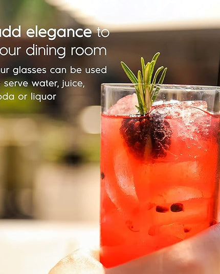 Clear Blown 9 oz Juice Glasses (set of 6) Mexican Handmade Glassware, Recycled Glass, Lead-free, Toxin-Free (Juice)